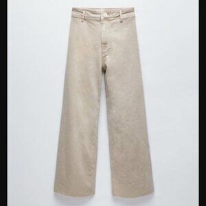 ZARA HIGH WAIST MARINE STRAIGHT JEANS - STONE - 27 (US 4)
